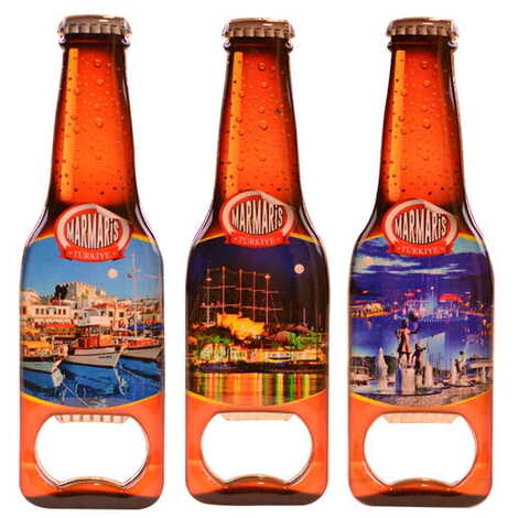 Marmaris Themed Beer Bottle Shaped Metal Magnetic Bottle Opener 130x39 mm - 3