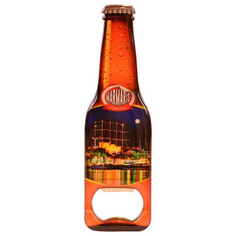 Marmaris Themed Beer Bottle Shaped Metal Magnetic Bottle Opener 130x39 mm - 4