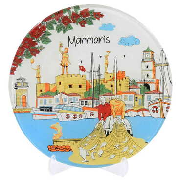 Myros - Marmaris Themed Bespoke Printed Glass Plate 18 Cm