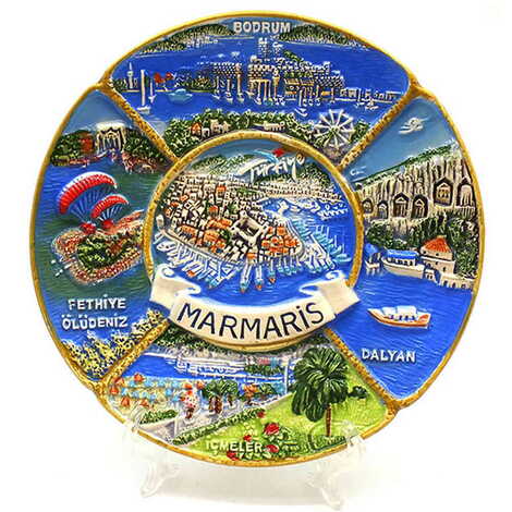 Marmaris Themed Ceramic Plate 15 Cm