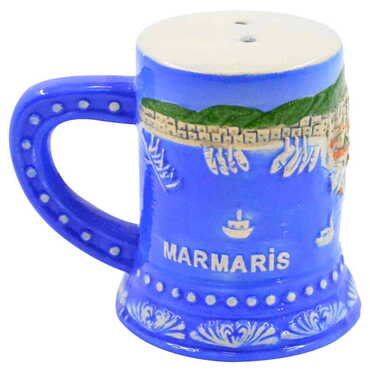 Marmaris Themed Ceramic Salt And Pepper Shakers - Thumbnail