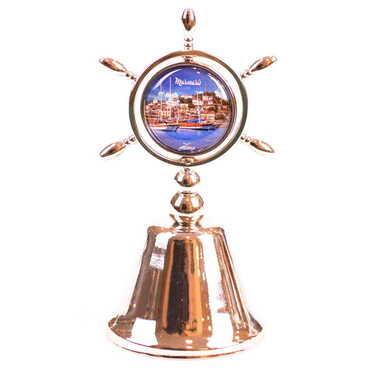 Marmaris Themed Collectible Souvenir Double Face Metal Spinner Rudder Bell - Bronze Color - 4