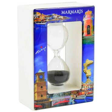 Marmaris Themed Custom Logo Printed Wooden Hourglass - Thumbnail