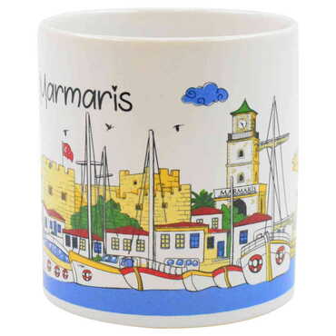 Marmaris Themed Custom Printed Ceramic Coffee Mug 82x90 mm - Thumbnail