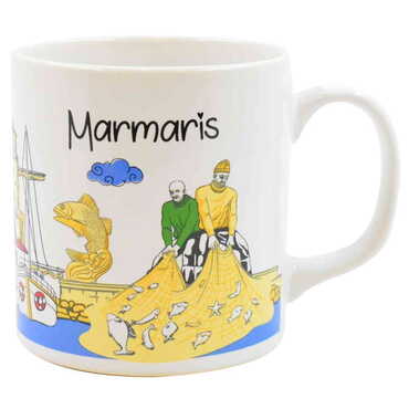 Marmaris Themed Custom Printed Ceramic Coffee Mug 82x90 mm - Thumbnail