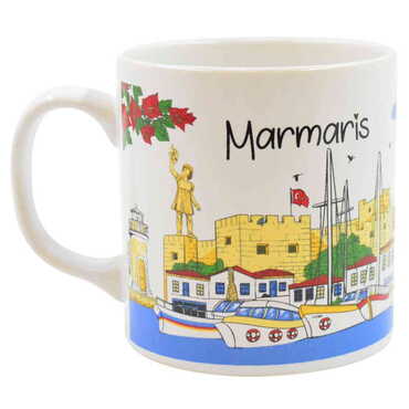 Marmaris Themed Custom Printed Ceramic Coffee Mug 82x90 mm - Thumbnail