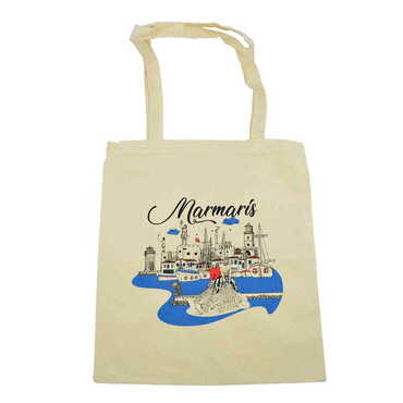 Myros - Marmaris Themed Customised Colorful Shopping Tote Bag 450x350 mm