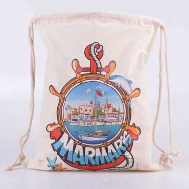 Myros - Marmaris Themed Digital Printed Raw Fabric Backpack 33x43 cm