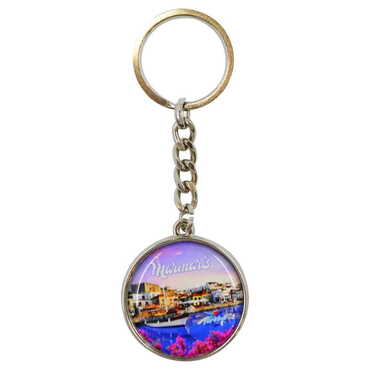 Myros - Marmaris Themed Metal Double Face Round Keychain 40x95 mm