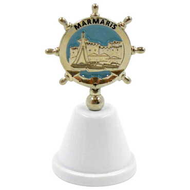 Marmaris Themed Metal Enamel Hand Bell - Thumbnail