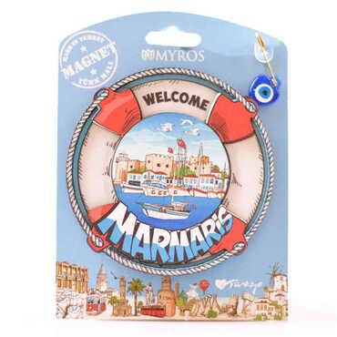 Marmaris Themed Plastic Base UV Printed Custom Backing Carded Fridge Magnet - Thumbnail