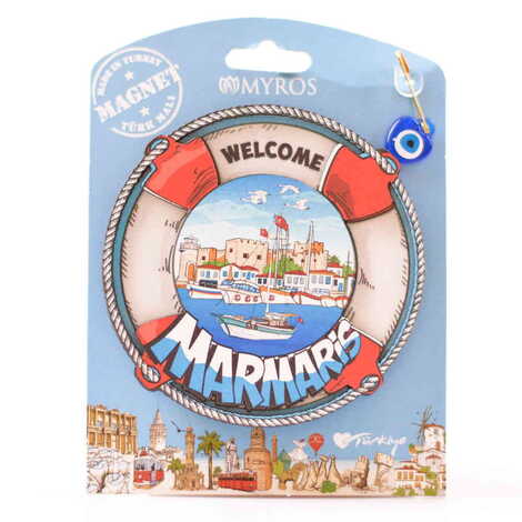 Marmaris Themed Plastic Base UV Printed Custom Backing Carded Fridge Magnet