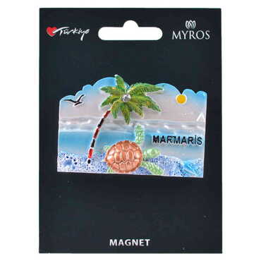 Myros - Marmaris Themed Polyester Backing Carded Stoned And Nacrous Fridge Magnet