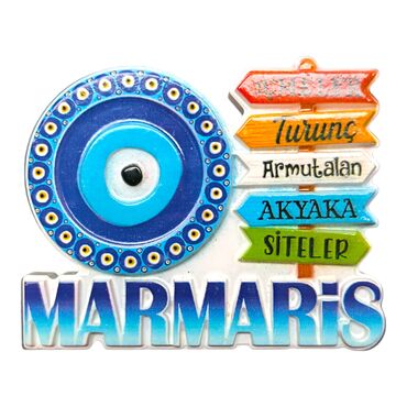 Marmaris Themed Polyester Printed Fridge Magnet - Thumbnail