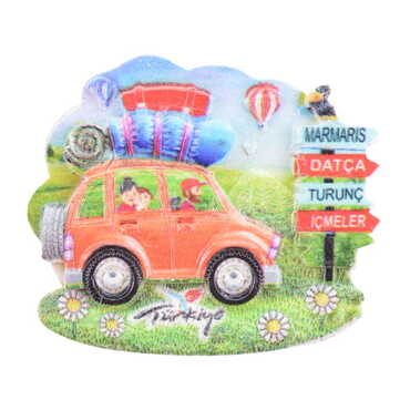 Marmaris Themed Polyester UV Printed Stoned And Nacrous Fridge Magnet - Thumbnail