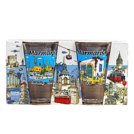 Marmaris Themed Set of Two Shot Glasses - 1