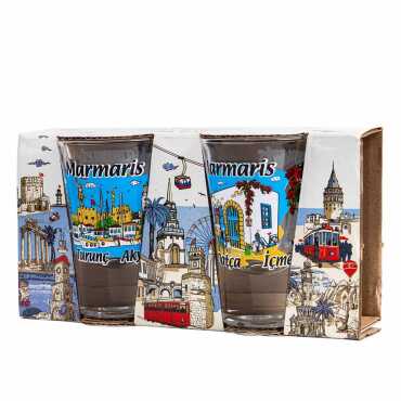 Marmaris Themed Set of Two Shot Glasses - 2