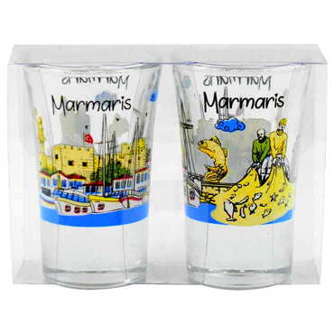 Myros - Marmaris Themed Shot Glass Set of 2 Pcs