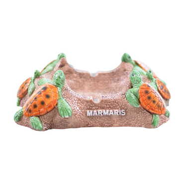 Marmaris Themed Six Baby Turtles Plaster Raised Cottage Ashtray - Thumbnail