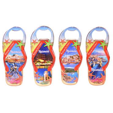 Marmaris Themed Slipper Shaped Metal Magnetic Bottle Opener 110x45 mm - 3