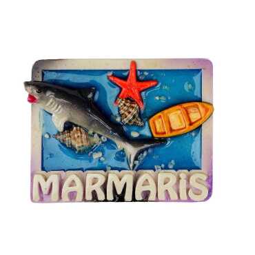Marmaris Themed Transparent Polyester Refrigerator Magnet Plate - Myros