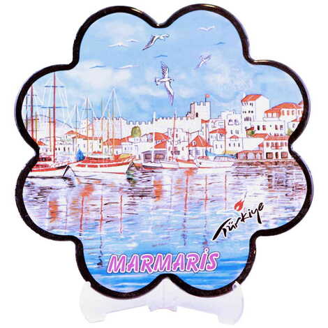 Marmaris Themed Turkish Ceramic Custom Themed Daisy Trivet 182 mm