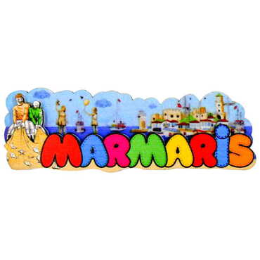 Marmaris Themed Wooden Customised 2D Souvenir Fridge Magnet - Thumbnail