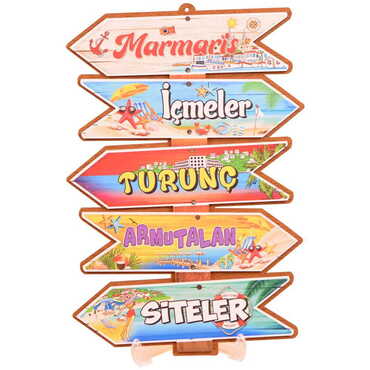 Myros - Marmaris Themed Wooden Customised Door Sign Board 200x290 Mm