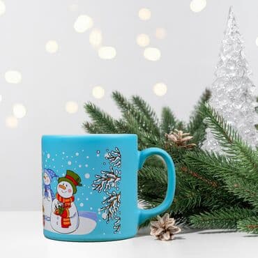 Wholesale Blue Snowmen Ceramic Mug