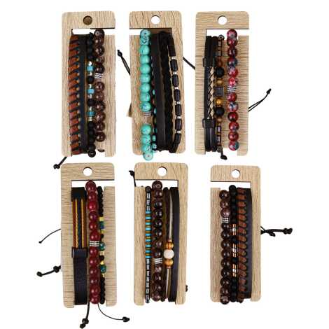 Men's Triple Leather Bracelet Set - 1