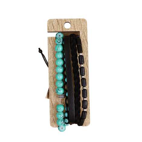Men's Triple Leather Bracelet Set - 3