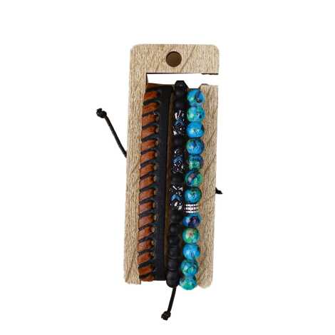 Men's Triple Leather Bracelet Set - 5