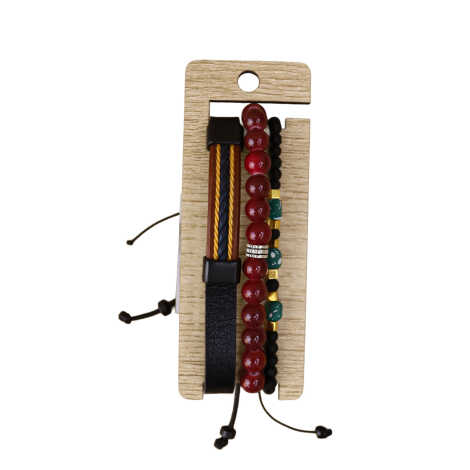 Men's Triple Leather Bracelet Set - 7