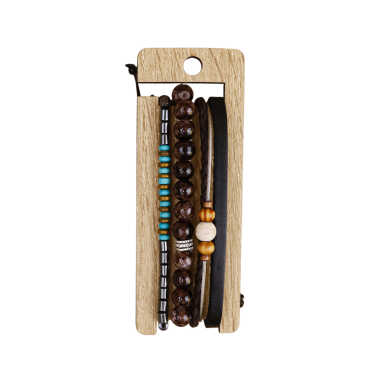 Men's Triple Leather Bracelet Set - 8