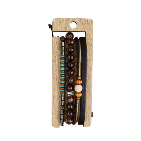 Men's Triple Leather Bracelet Set - 8