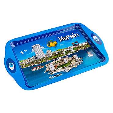 Mersin Temalı Mini Metal Tepsi (25*16 Cm) - Myros