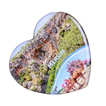 Mersin Themed Epoxy Dome Heart Souvenir Fridge Magnet 65x60 mm