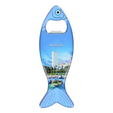 Wholesale Mersin Themed Myros Metal Fish Bottle Opener Refrigerator Magnet 120x43 mm