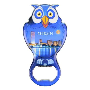 Myros - Toptan Mersin Temalı Myros Metal Baykuş Açacak Magnet 88x47 mm