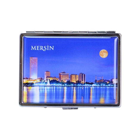 Toptan Mersin Temalı Myros Metal Büyük Sigara Tabakası 103x80x11 mm