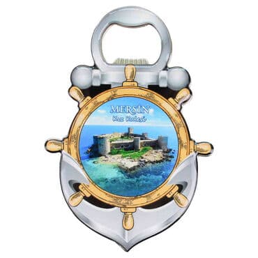 Wholesale Mersin Themed Myros Metal Anchor Bottle Opener Refrigerator Magnet 105x72 mm