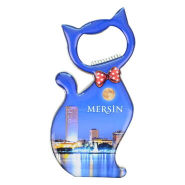 Myros - Toptan Mersin Temalı Myros Metal Kedi Açacak Magnet 97x48 mm