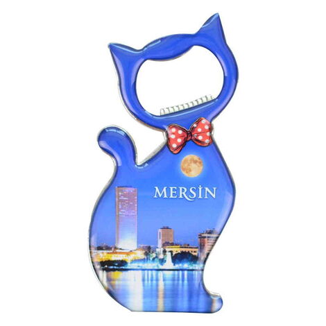 Toptan Mersin Temalı Myros Metal Kedi Açacak Magnet 97x48 mm