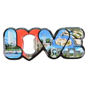 Wholesale Mersin Themed Myros Metal Love Bottle Opener Refrigerator Magnet 114x47 mm