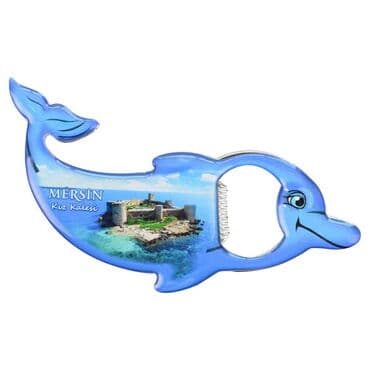 Wholesale Mersin Themed Myros Metal Dolphin Bottle Opener Refrigerator Magnet 102x67 mm