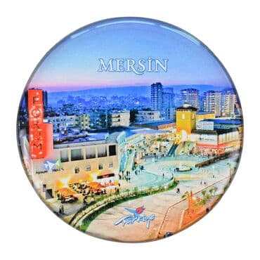 Wholesale Mersin Themed Myros Round Refrigerator Magnet 67 mm