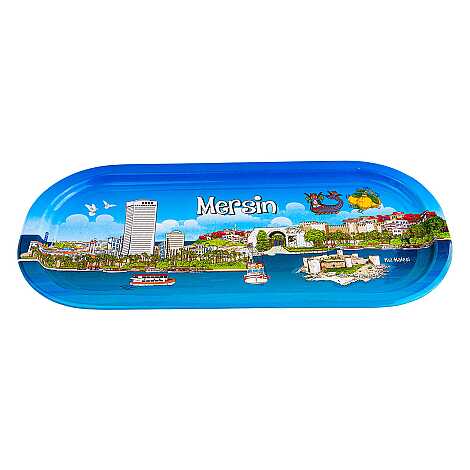 Mersin Temalı Oval Tepsi (35X16 Cm) - 1