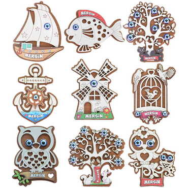 Mersin Themed Wooden Colored 3D Fridge Magnet - 3