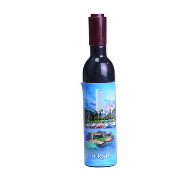 Mersin Themed Bottle Shaped Metal Wine Bottle Corkscrew Opener-Magnetic 115x25x25 mm - Thumbnail