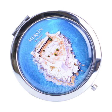 Mersin Themed Customised Metal Epoxy Travel Make Up Compact Mirror 70x11 mm - Myros